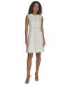 Tommy Hilfiger Petite Basket-weave Button-front Dress In Ivory