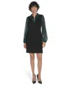 Tommy Hilfiger Petite Crepe Long Sleeve Dress In Green