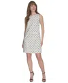 Tommy Hilfiger Petite Dot-print Pocket Shift Dress In Ivory,black