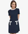 Tommy Hilfiger Women's Contrast-trim Scuba Crepe Shift Dress In Navy,white