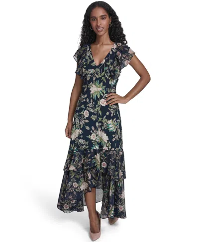 Tommy Hilfiger Petite V-neck Midi Dress In Multi