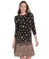 Tommy Hilfiger Petites Jersey Printed Shift Dress In Black