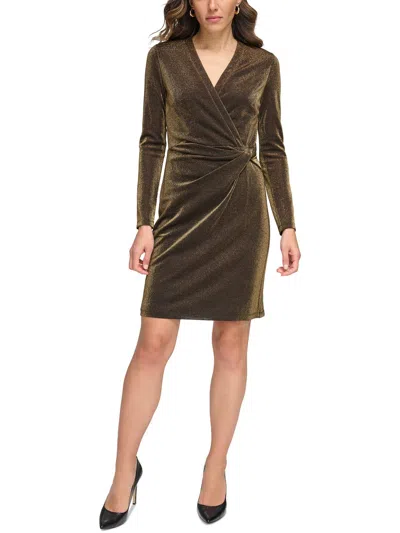 Tommy Hilfiger Petites Womens Long Sleeve Midi Cocktail And Party Dress In Multi