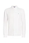 Tommy Hilfiger Core Logo-embroidered Regular-fit Cotton-poplin Shirt In Bianco Chiari E Naturali