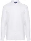 Tommy Hilfiger Logo Button-down Collar Shirt With Long Sleeves In White