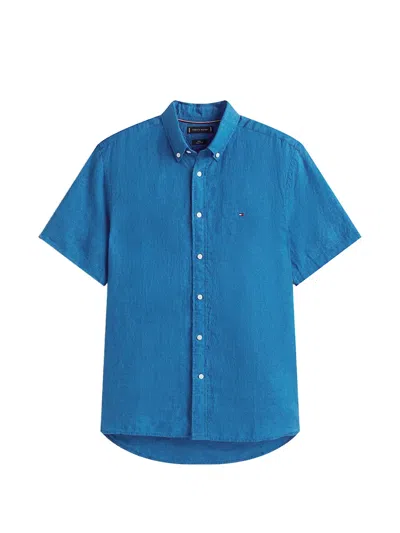 Tommy Hilfiger Pigment-dyed Linen Shirt In Blue