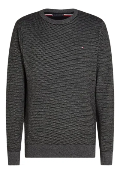 Tommy Hilfiger Pima Org Cotton Cash 2 Tone Sweater In Nero
