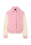 Tommy Hilfiger Pink Bomber Jacket For Girl With Logo In Multi