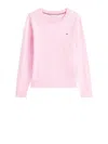 Tommy Hilfiger Cotton Long Sleeve Crewneck Pullover In Pink