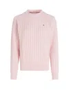 TOMMY HILFIGER PINK RELAXED-FIT SWEATER IN WOVEN KNIT