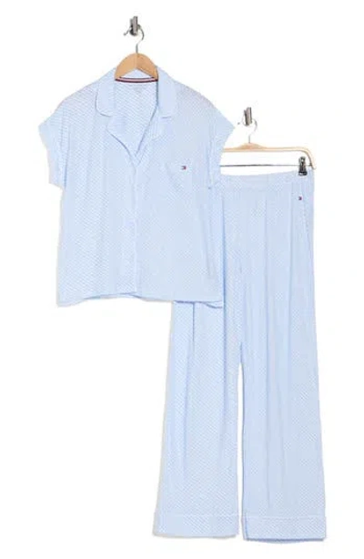 Tommy Hilfiger Piped Jersey Pajamas In Blue