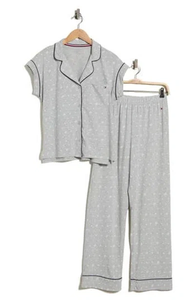 Tommy Hilfiger Piped Jersey Pajamas In Th Flag Heather Grey