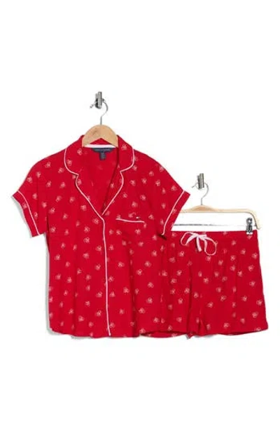 Tommy Hilfiger Piped Trim Pajamas In Red