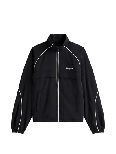 Tommy Hilfiger Piped-trim Logo-patch Jacket In Black