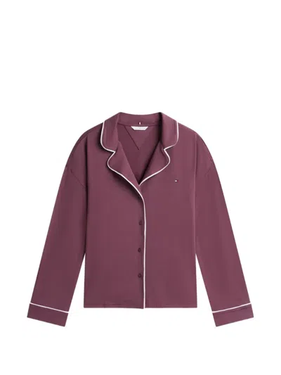 Tommy Hilfiger Piping-detail Button-up Pajamas In Pink