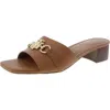 Tommy Hilfiger Pippe Womens Faux Leather Slide Sandals In Medium Brown