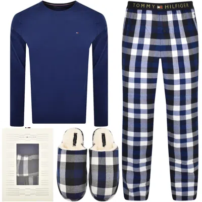 Tommy Hilfiger Pj And Fluffy Slipper Set Blue