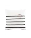 Tommy Hilfiger Placement Stripe Knitted Square Pillow, 20" X 20" In Ivory,dark Night Navy