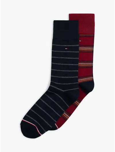 Tommy Hilfiger Plaid & Stripe Print Trouser Sock 2 In Black