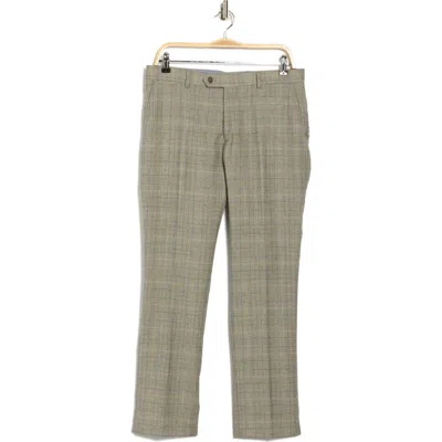 Tommy Hilfiger Plaid Flat Front Wool Pants In Green
