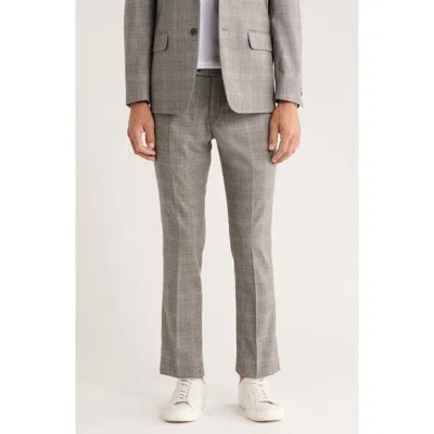 Tommy Hilfiger Plaid Flat Front Wool Pants In Gray
