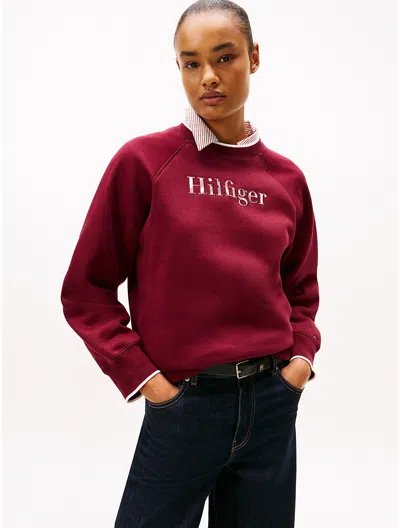 Tommy Hilfiger Plaid Hilfiger Logo Sweatshirt In Brown