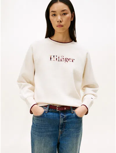 Tommy Hilfiger Plaid Hilfiger Logo Sweatshirt In Neutral