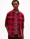 Tommy Hilfiger Plaid Jacquard Knit Shirt In Red