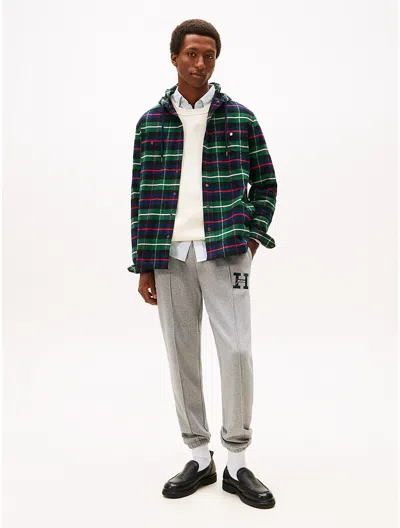 Tommy Hilfiger Plaid Monogram Logo Fleece Sweatpant In Gray