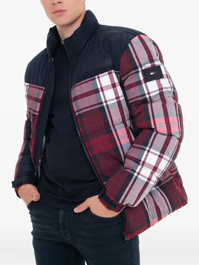 Tommy Hilfiger Plaid-pattern Padded Jacket In Blue
