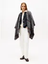 Tommy Hilfiger Plaid Print Cape In Gray