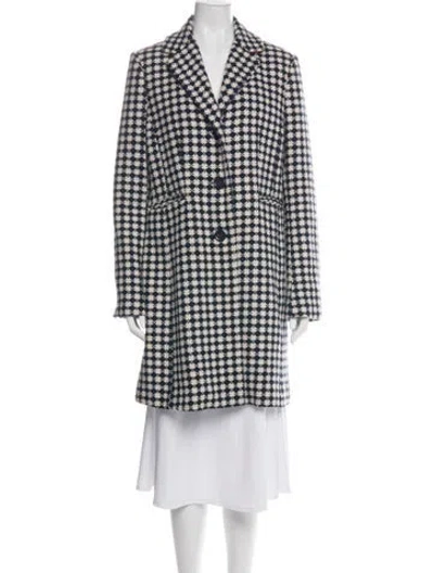 Pre-owned Tommy Hilfiger Plaid Print Coat In Blue