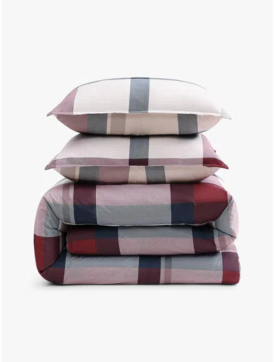 Tommy Hilfiger Plaid Print Comforter Set In Red