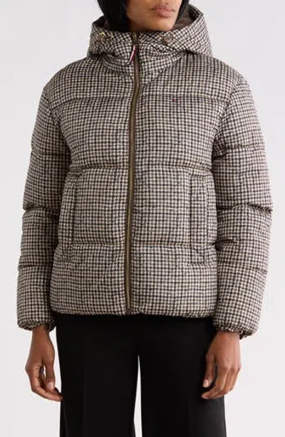 Tommy Hilfiger Plaid Puffer Jacket In Gray