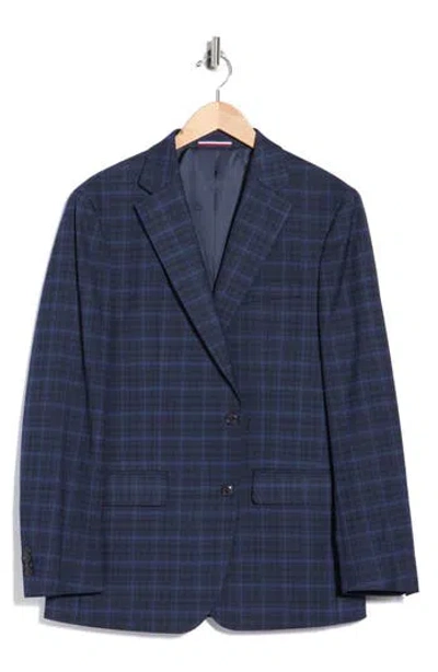 Tommy Hilfiger Plaid Two Button Notch Lapel Sport Coat In Blue