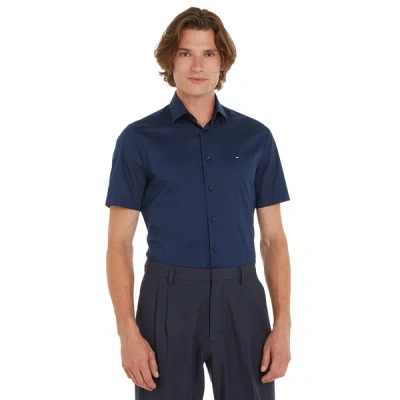 Tommy Hilfiger Plain Cotton Shirt In Blue
