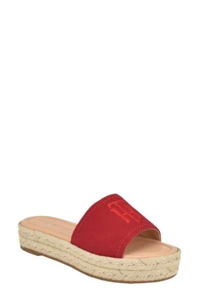 Tommy Hilfiger Platform Espadrille Sandal In Red