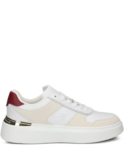 Tommy Hilfiger Platform Leather Sneakers In White