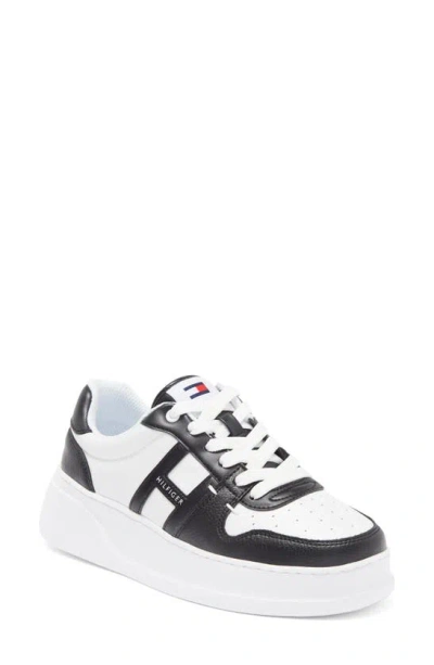Tommy Hilfiger Platform Sneaker In White/ Black