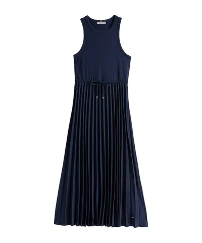 Tommy Hilfiger Pleat Sleeveless Midi Dress In Black