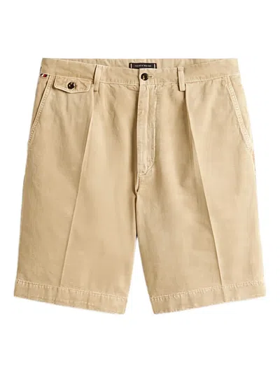 TOMMY HILFIGER PLEATED COTTON SHORTS