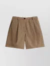 Tommy Hilfiger Pleated Front Shorts With Pockets And Loops In Brown