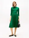 Tommy Hilfiger Pleated Mix Media Midi Dress In Green