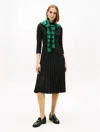 Tommy Hilfiger Pleated Mix Media Midi Dress In White