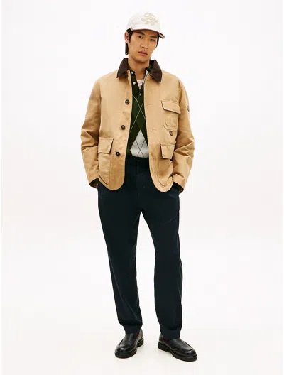 Tommy Hilfiger Pleated Relaxed Tapered Houndstooth Pant In Brown