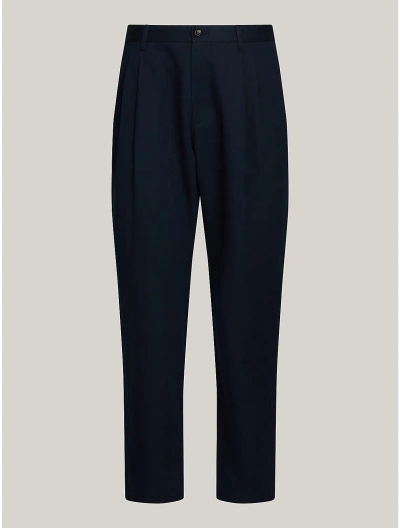 Tommy Hilfiger Pleated Straight Leg Chino In Navy