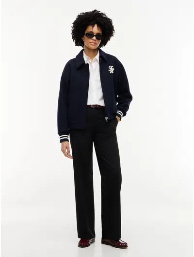 Tommy Hilfiger Pleated Stretch Twill Straight Leg Pant In Black