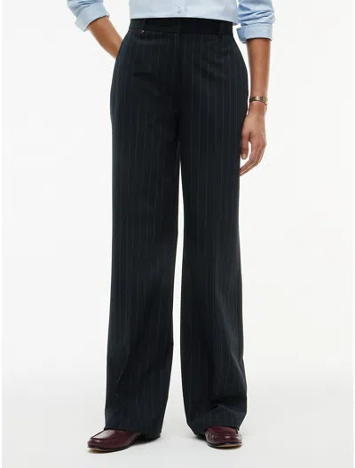 Tommy Hilfiger Pleated Stretch Twill Straight Leg Pant In Blue