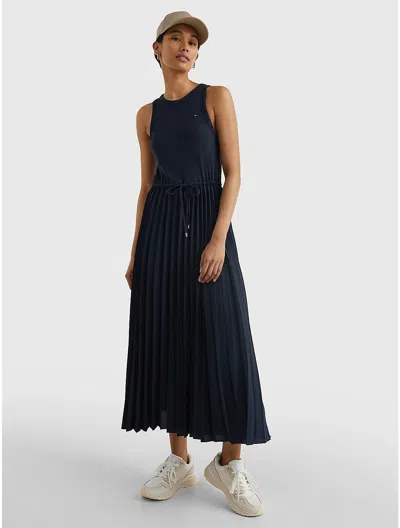 Tommy Hilfiger Pleated Tank Dress In Navy