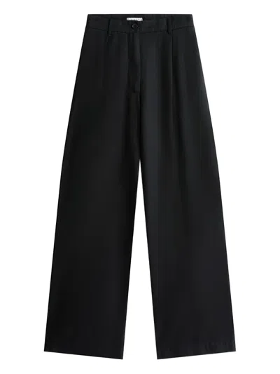 Tommy Hilfiger Pleated Wide-leg Trousers In Black